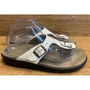 SAS Marina T-Strap White Leather Thong Comfort Ankle Strap Sandals Size 9.5